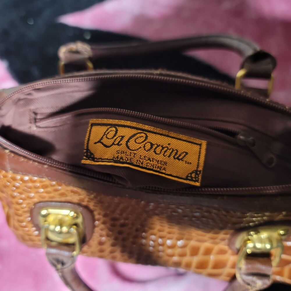 La Covina Split Leather Handbag - image 7